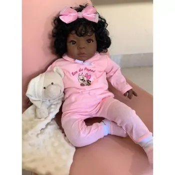 Bebê Reborn Negra Cacheada Linda - imagem 1